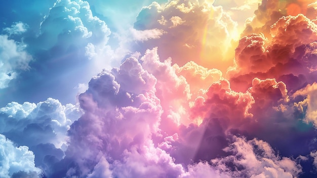 A rainbow color clouds