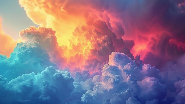 A rainbow color clouds