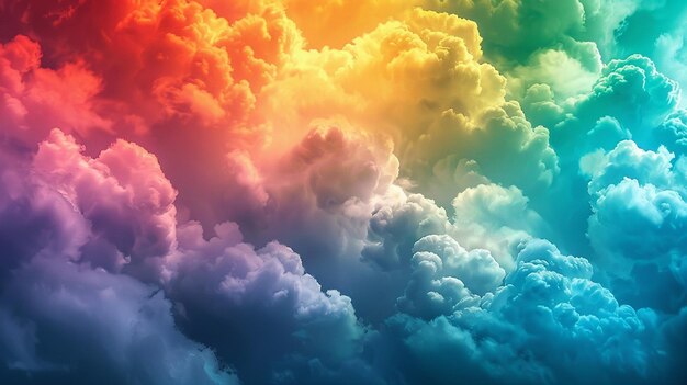 Photo a rainbow color clouds