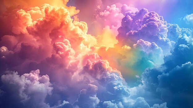 Photo a rainbow color clouds