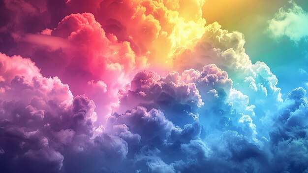 A rainbow color clouds