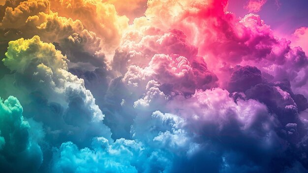 A rainbow color clouds