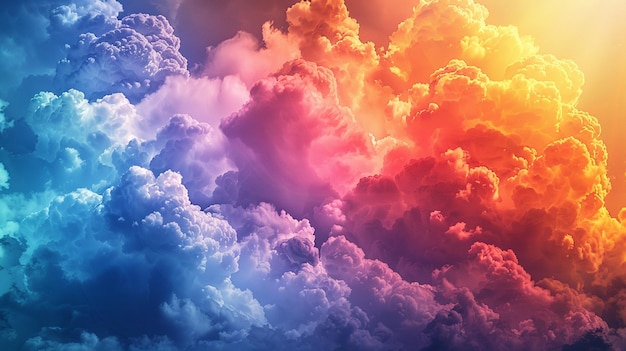 A rainbow color clouds