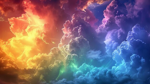 A rainbow color clouds