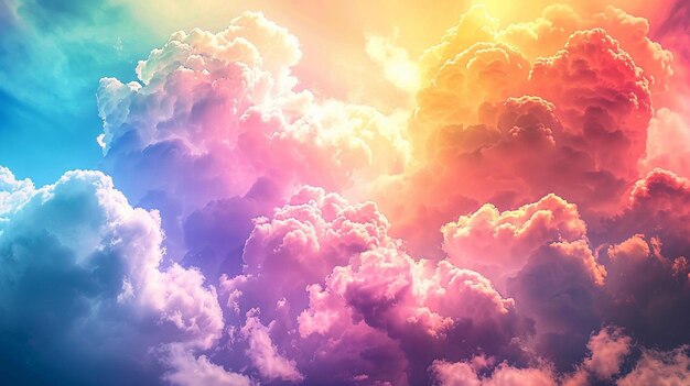 A rainbow color clouds