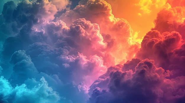 Photo a rainbow color clouds