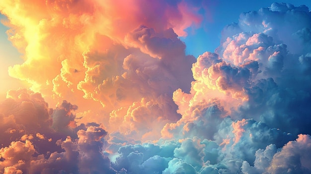 Photo a rainbow color clouds