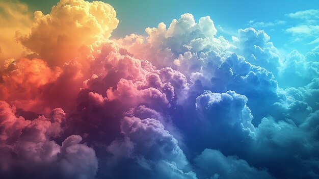 A rainbow color clouds