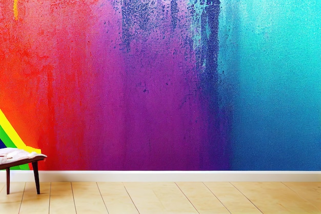 Rainbow color paint splash on the wall