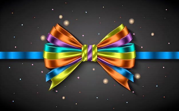 A rainbow color ribbon bow on an isolated background