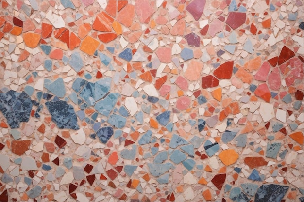 Foto texture in terrazzo color arcobaleno sfondo texture in terrazzo colorato piastrelle a mosaico in terrazzo multi colore ai generativo