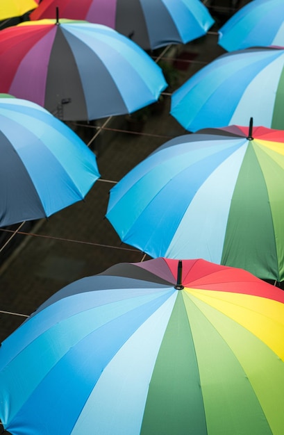 Rainbow color umbrellas
