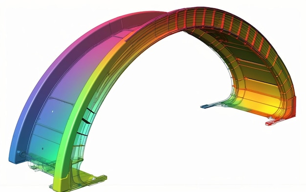 A rainbow colored arch with the word rainbow on it