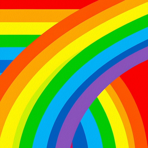 A rainbow colored background with a blue circle in the middle.