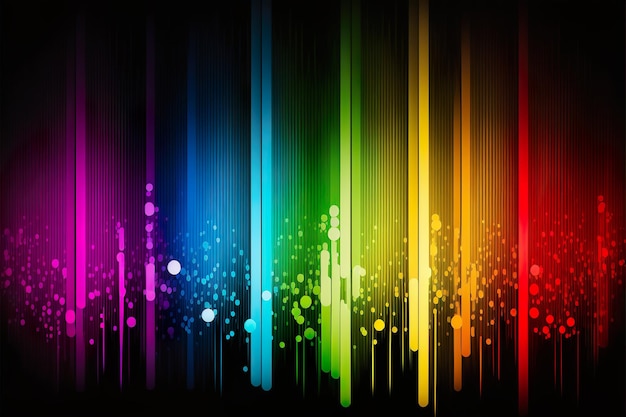a rainbow colored background with circles and lines, computer graphics.