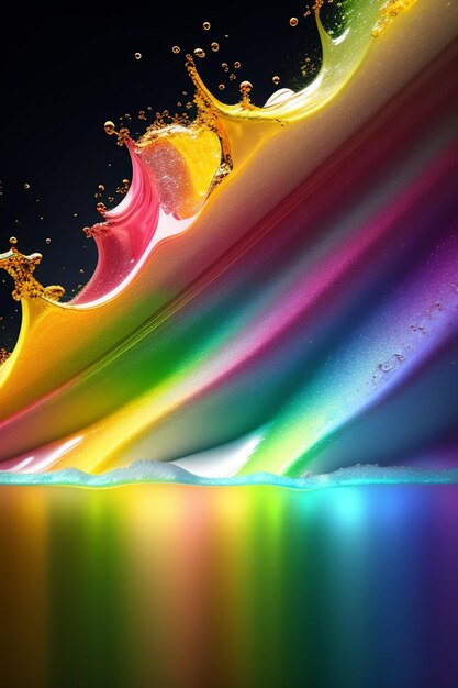 Photo a rainbow colored background with a splash of water.