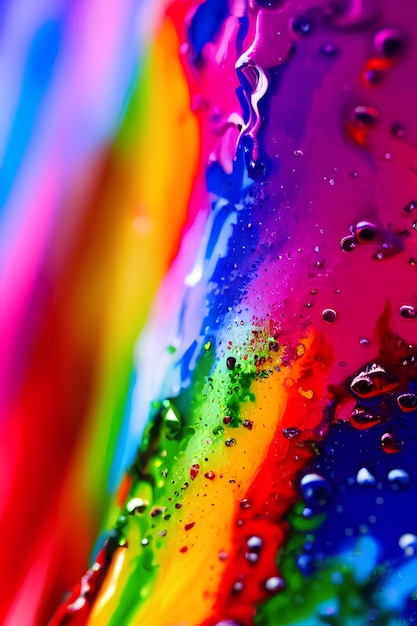 Rainbow colored background with water drops on the top