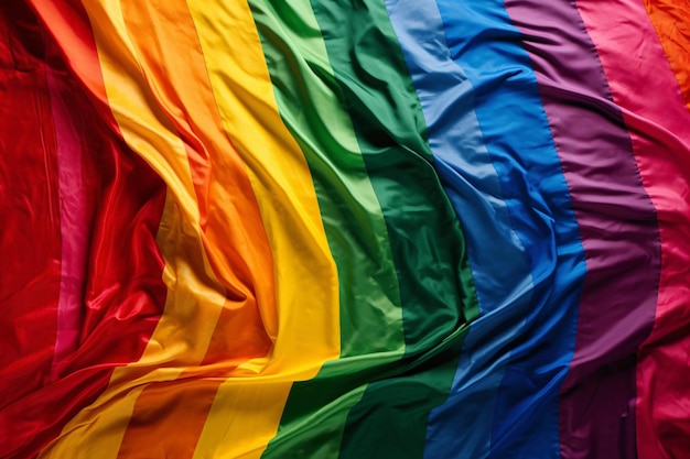 Photo a rainbow colored cloth is draped over a table.