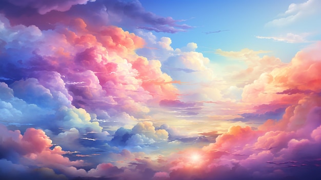 Rainbow colored cloud background