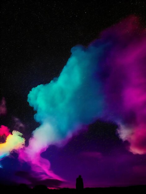 Foto una nuvola color arcobaleno è vista nel cielo
