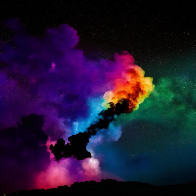 Photo a rainbow colored cloud is seen in the sky