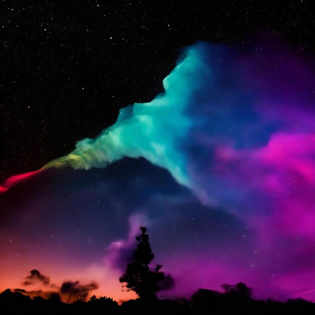 Photo a rainbow colored cloud is seen in the sky