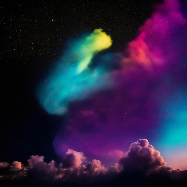 a rainbow colored cloud is seen in the sky