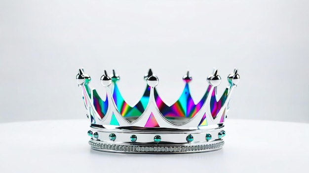 Photo rainbow colored crown on white table