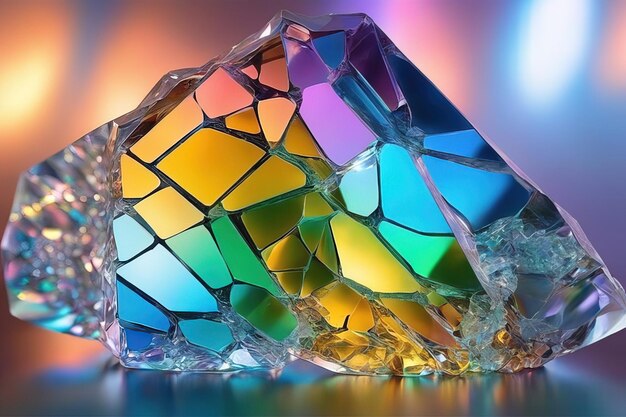 rainbow colored crystal cubes in the shape of a heart on the surfacerainbow colored crystal cubes in