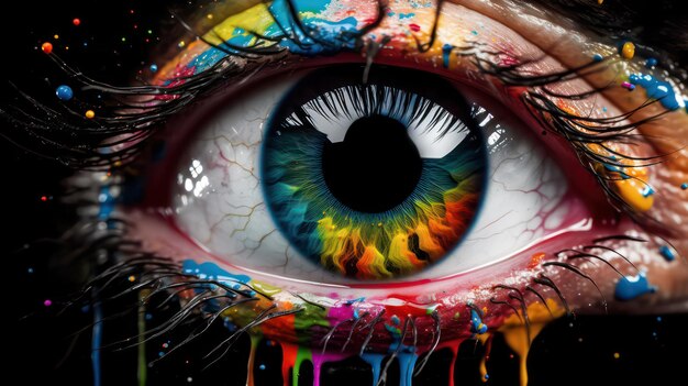 A rainbow colored eye is shown with the word rainbow on it.