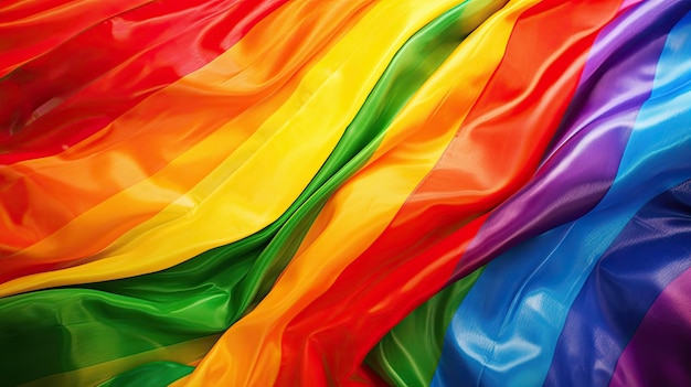 Photo a rainbow colored fabric with a wavy edge