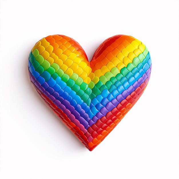 A rainbow colored heart with many small hearts on it
