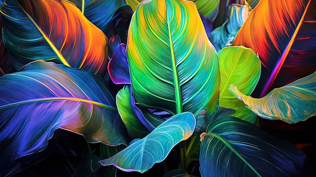 Rainbow colored leafs