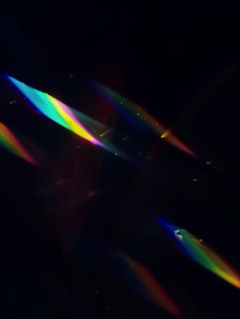a rainbow colored line is reflected on a glass surface