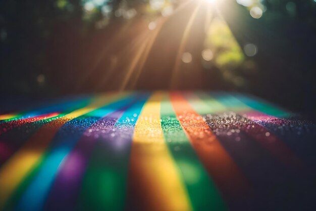 Premium AI Image | A rainbow colored road with a rainbow colored