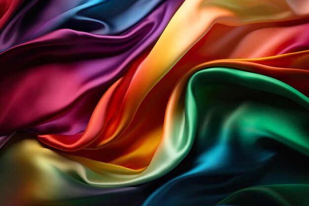 Rainbow colored silk satin background generative ai