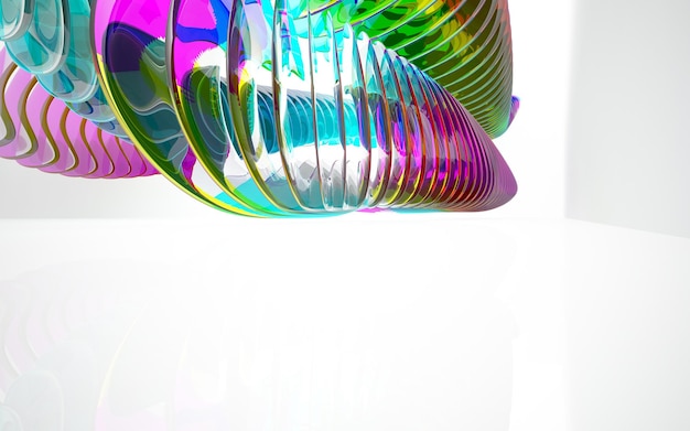 a rainbow colored spiral toy is in front of a white background.
