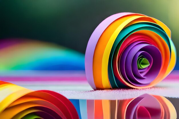 a rainbow colored stack of rainbow colored rainbow colored folded paper.