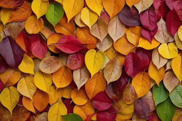 Rainbow of colorful autumn leaves