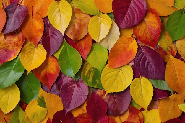 色とりどりの秋の葉の虹