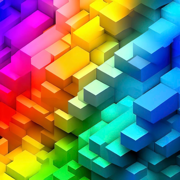 Rainbow of colorful blocks abstract background