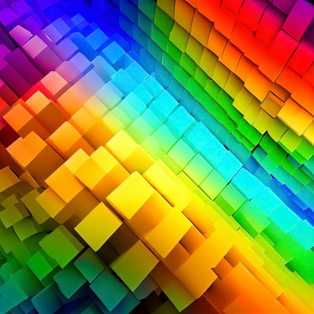 Rainbow of colorful blocks abstract background