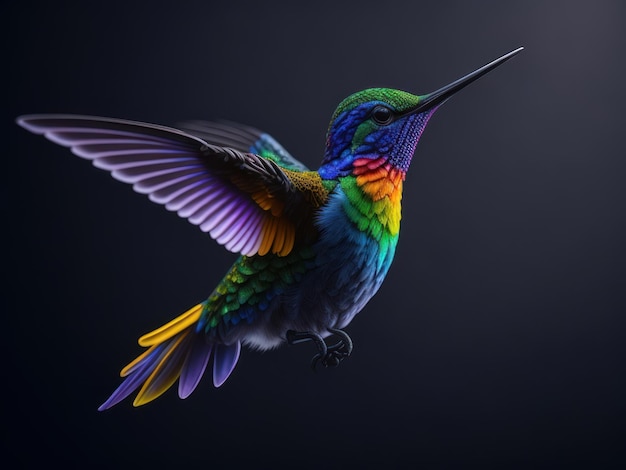 Rainbow colorful fairy hummingbird Colibri AI generated