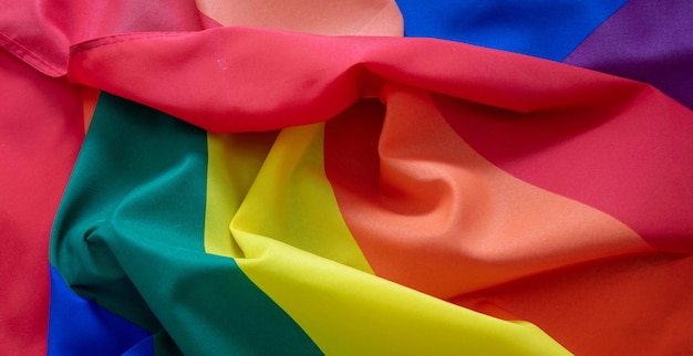 무지개 색 천 LGBT 게이 프라이드 기호 배경 질감 평면도 배너