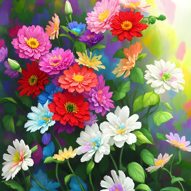 Иллюстрация букета цветов радуги