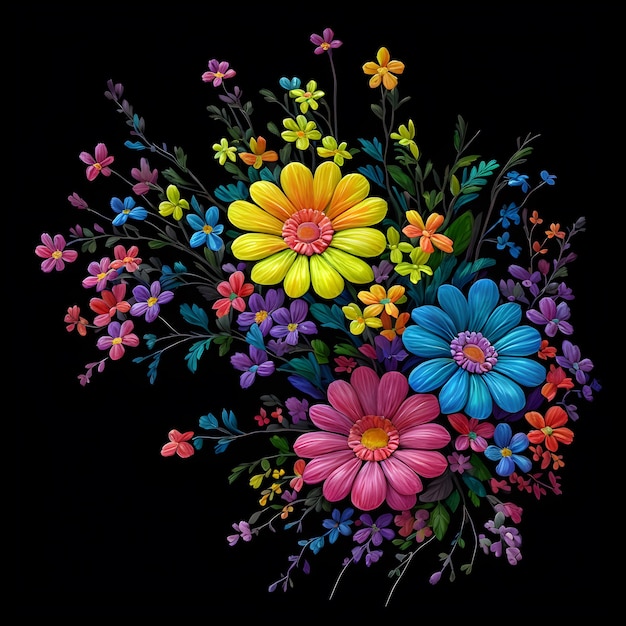 Photo rainbow colors flowers bouquet