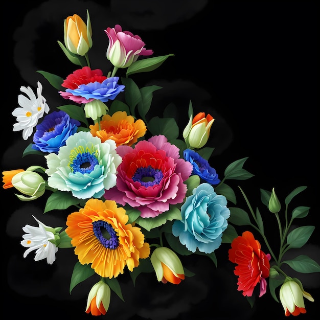 Rainbow colors flowers bouquet