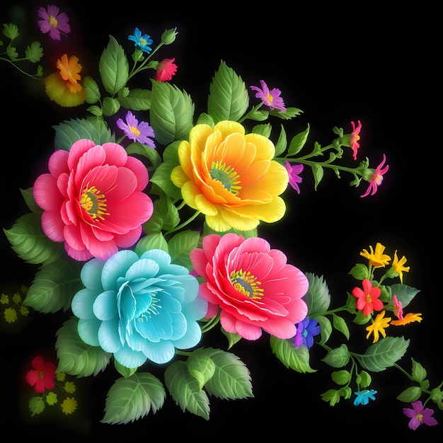 Rainbow colors flowers bouquet