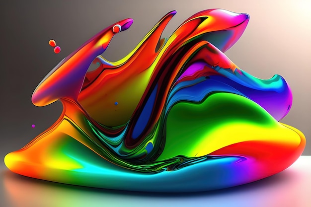 Rainbow colors realistic liquid plastic abstract background