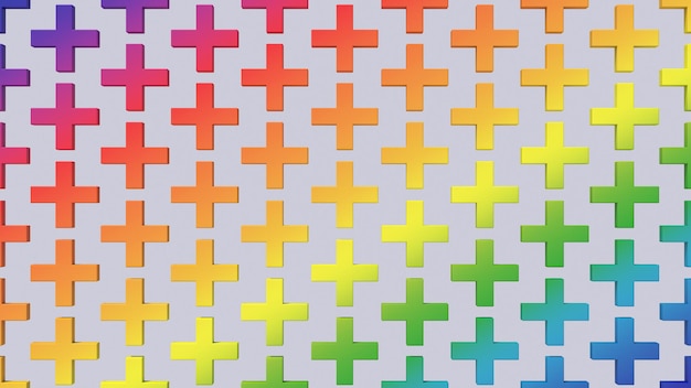 Photo rainbow crosses, colorful pattern. abstract illustration, 3d render.